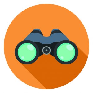 clipart of binoculars in orange circle