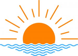 clipart of a sun rising over water 